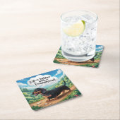 ダックスフントの方が人生は好い スクエアペーパーコースター (インサイチュ)