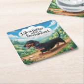 ダックスフントの方が人生は好い スクエアペーパーコースター (アングル)