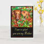 ダックスフントの母の日 カード (黄色い花)