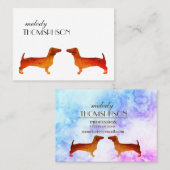 ダックスフントの水彩画のカスタム 名刺 (正面/裏面)