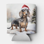 ダックスフントの犬と雪のクリスマス 缶クーラー (裏面)