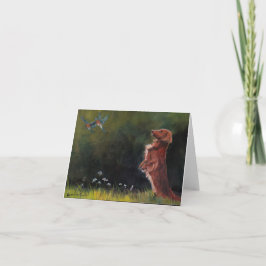 ダックスフントの監視ブルーバード犬の芸術のメッセージカード カード