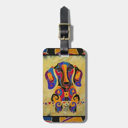 ダックスフントの荷物のラベル ラゲッジタグ (正面縦)