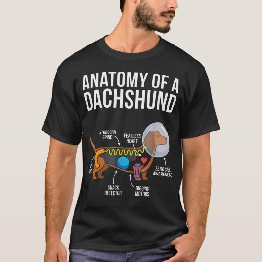ダックスフントの解剖図 Tシャツ (正面)
