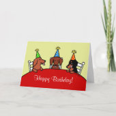 ダックスフントの誕生日の漫画 カード (正面)