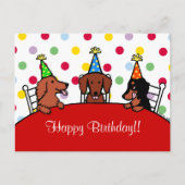 ダックスフントの誕生日の漫画 ポストカード (正面)