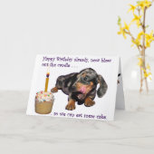 ダックスフントの誕生日 カード (黄色い花)