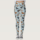 ダックスフントの足および骨パターン青 レギンス (正面)
