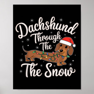 ダックスフントの雪景色 イヌ好きのためのクリスマスデコレーション ポスター