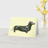 ダックスフントの骨組 カード (黄色い花)