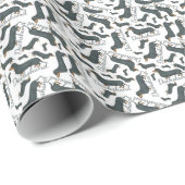 ダックスフントの黒およびタン犬の光沢のある包装紙 ラッピングペーパー (ロールコーナー)