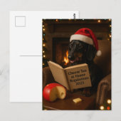 ダックスフントの「チーズ税」クリスマス ポストカード (正面/裏面)