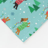 ダックスフントのDoxie犬のクリスマスの休日 フリースブランケット (角)