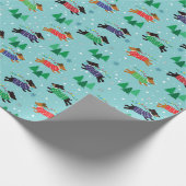 ダックスフントのDoxie犬のクリスマスの休日 ラッピングペーパー (角)