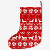 ダックスフントはかわいいパターンウインナー犬のシルエットを描きます スモールクリスマスストッキング (裏面)