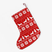 ダックスフントはかわいいパターンウインナー犬のシルエットを描きます スモールクリスマスストッキング (裏面 (吊り時))