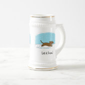 ダックスフントはそれが幸せな冬のウインナー犬-雪が降るようにしました ビールジョッキ (正面右)