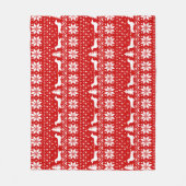 ダックスフントはクリスマスパターンのシルエットを描きます フリースブランケット (正面)