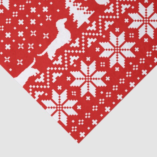 ダックスフントはクリスマスパターンのシルエットを描きます 薄葉紙 (詳細)