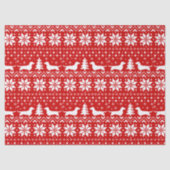 ダックスフントはクリスマスパターンのシルエットを描きます 薄葉紙 (正面)