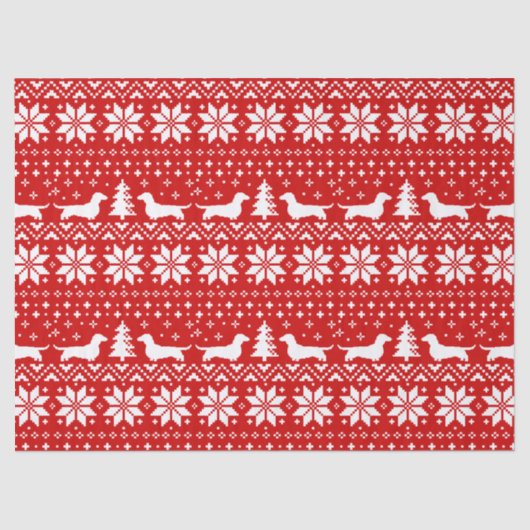 ダックスフントはクリスマスパターンのシルエットを描きます 薄葉紙 (正面)