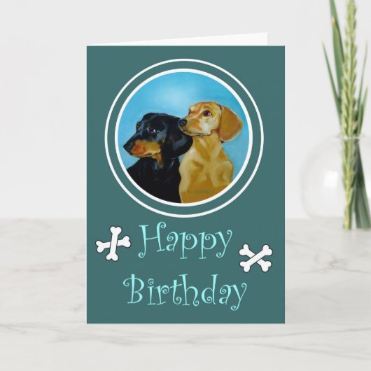 ダックスフントはバースデー・カードの後をつけます カード (正面)