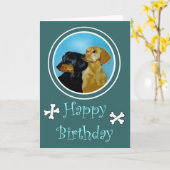 ダックスフントはバースデー・カードの後をつけます カード (黄色い花)