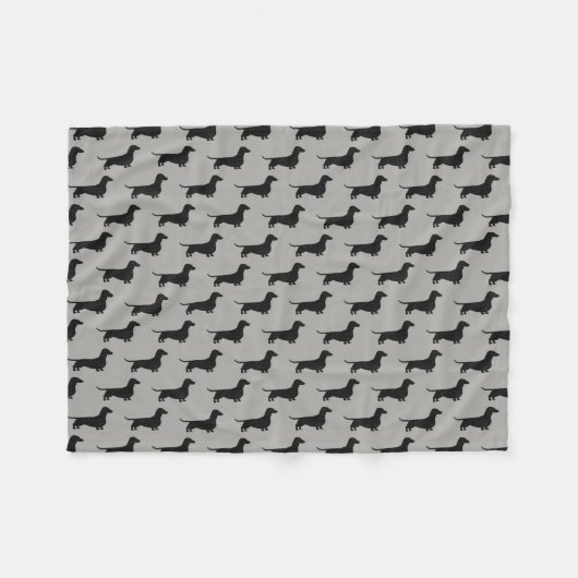 ダックスフントはパターンのシルエットを描きます フリースブランケット (正面(横))