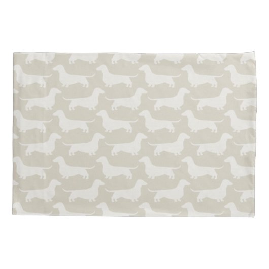 ダックスフントはパターンのシルエットを描きます 枕カバー (裏面)