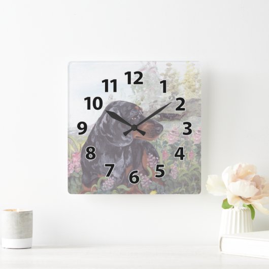 ダックスフントは子犬の夢みる人の時計をまだらにします スクエア壁時計 (ホーム)