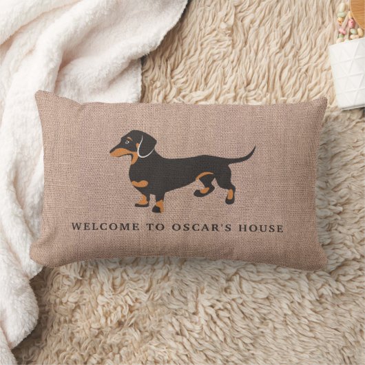 ダックスフントは家のおもしろいなバーラップを所有します ランバークッション (ブランケット)