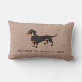 ダックスフントは家のおもしろいなバーラップを所有します ランバークッション (裏面)