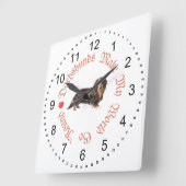 ダックスフントは私の世界を作ります スクエア壁時計 (傾斜)