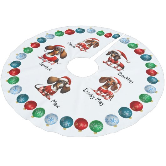 ダックスフントをテーマにしたクリスマスツリースカート ブラッシュドポリエステルツリースカート (アングル)