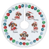 ダックスフントをテーマにしたクリスマスツリースカート ブラッシュドポリエステルツリースカート (正面)