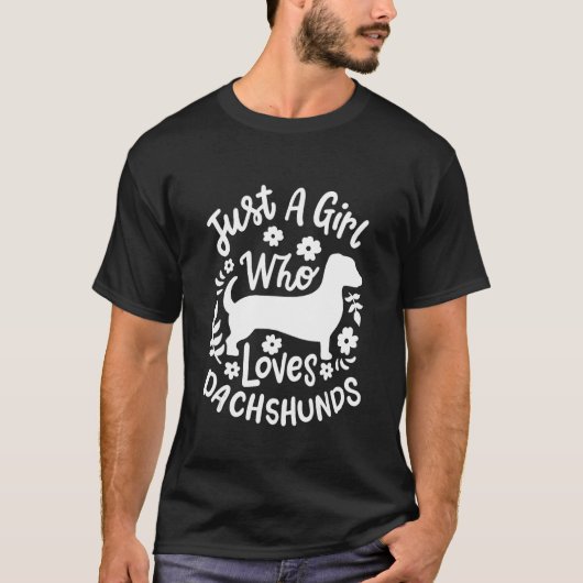 ダックスフントを愛する女の子 Tシャツ (正面)