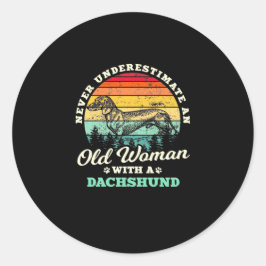 ダックスフントを着た老婆 ラウンドシール