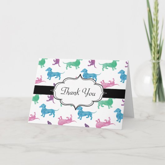 ダックスフントを雨が降っています サンキューカード (正面)