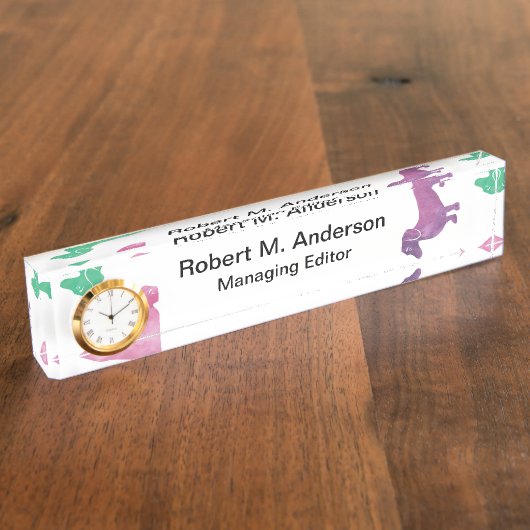 ダックスフントを雨が降っています デスクネームプレート (側面)