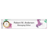 ダックスフントを雨が降っています デスクネームプレート (正面)