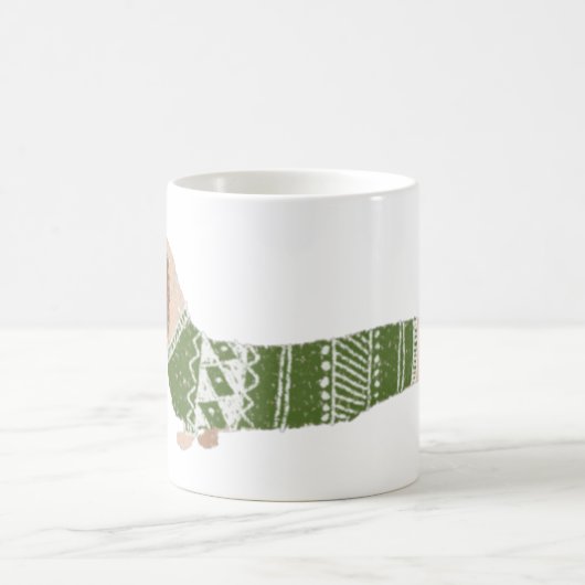 ダックスフントグリーンアグリークリスマスセーターの柄 コーヒーマグカップ (中央)