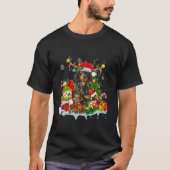ダックスフントサンタハットトナイダークリスマスライト Tシャツ (正面)