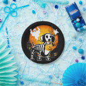 ダックスフントスケルトンハロウィーンハッピーパンプキンギフト ペーパープレート (パーティー)