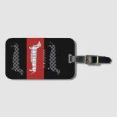 ダックスフントストライプのオンパーソナライズされた ラゲッジタグ (正面横)