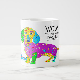 ダックスフントドッグカラフル万華鏡のように千変万化するパターンコレ ジャンボコーヒーマグカップ