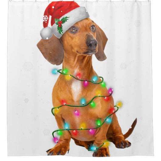 ダックスフントドッグズツリークリスマスセータークリスマスズギフトP シャワーカーテン (正面)