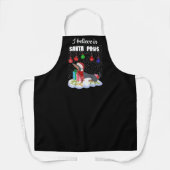ダックスフントド信じッグインサンタポーズホリデイ    エプロン (正面)