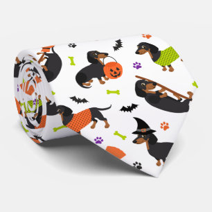 ダックスフントハロウィーンネックタイ ネクタイ