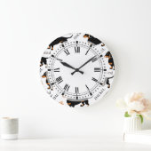 ダックスフントパターン ラージ壁時計 (ホーム)