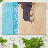 ダックスフントビーチタオル キッチンタオル (折り畳み)